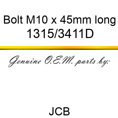 Bolt, M10 x 45mm long 1315/3411D