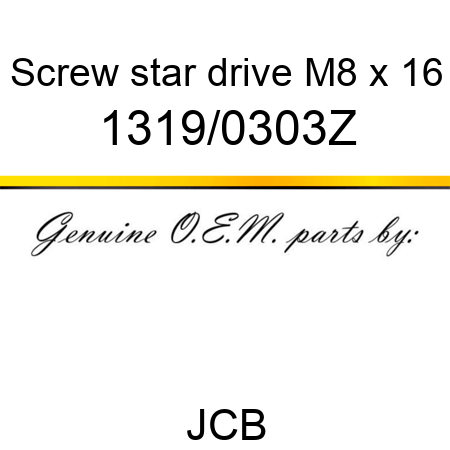 Screw, star drive, M8 x 16 1319/0303Z