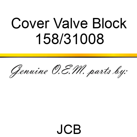 Cover, Valve Block 158/31008