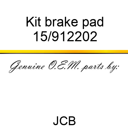 Kit, brake pad 15/912202