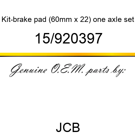 Kit-brake pad, (60mm x 22), one axle set 15/920397