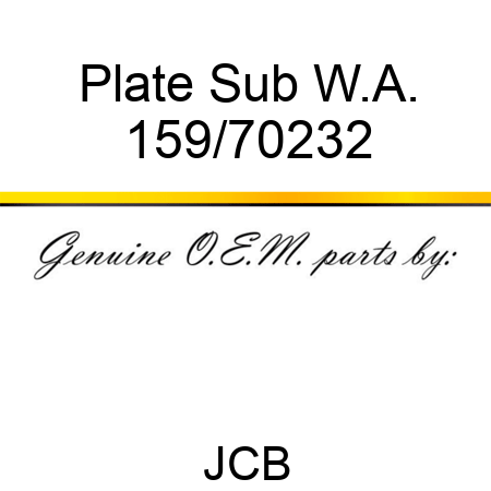Plate, Sub W.A. 159/70232