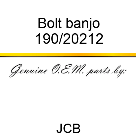 Bolt, banjo 190/20212