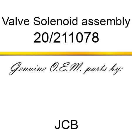 Valve, Solenoid assembly 20/211078