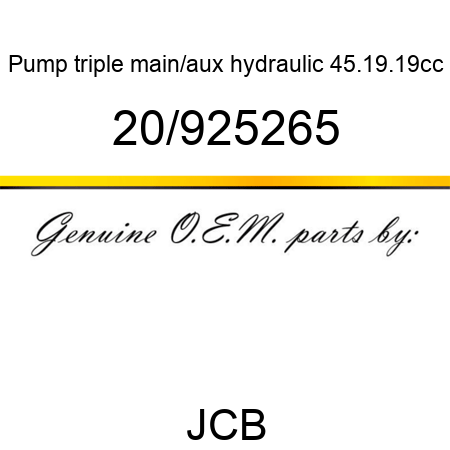 Pump, triple main/aux, hydraulic 45.19.19cc 20/925265