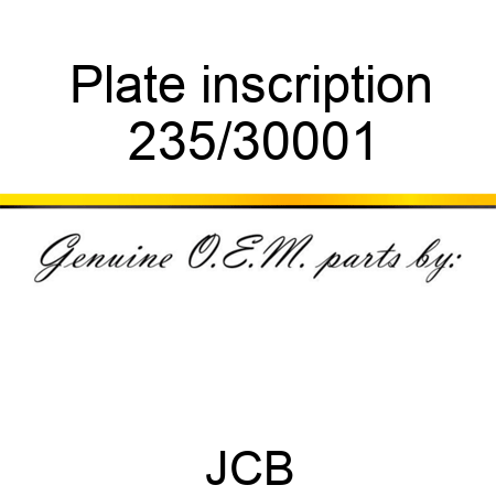 Plate, inscription 235/30001