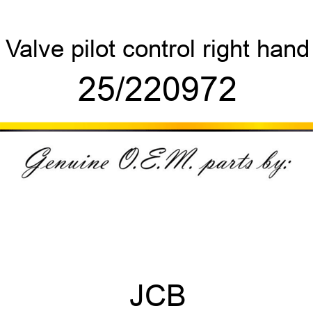 Valve, pilot control, right hand 25/220972