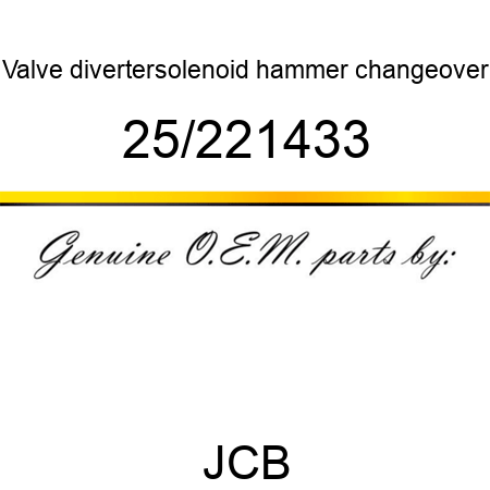 Valve, diverter,solenoid, hammer changeover 25/221433