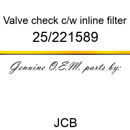 Valve, check, c/w inline filter 25/221589