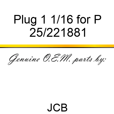 Plug, 1 1/16 for P 25/221881