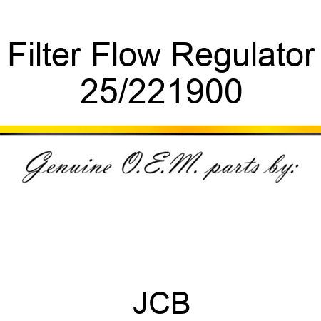 Filter, Flow Regulator 25/221900