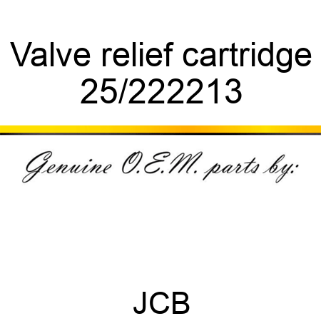 Valve, relief cartridge 25/222213