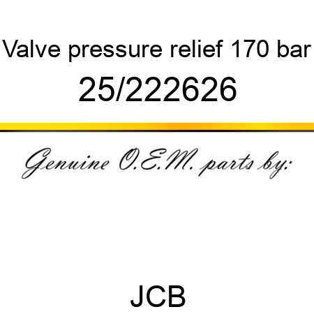 Valve, pressure relief, 170 bar 25/222626
