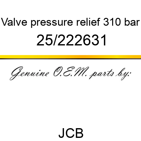 Valve, pressure relief, 310 bar 25/222631