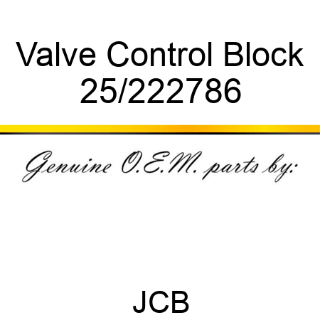 Valve, Control Block 25/222786