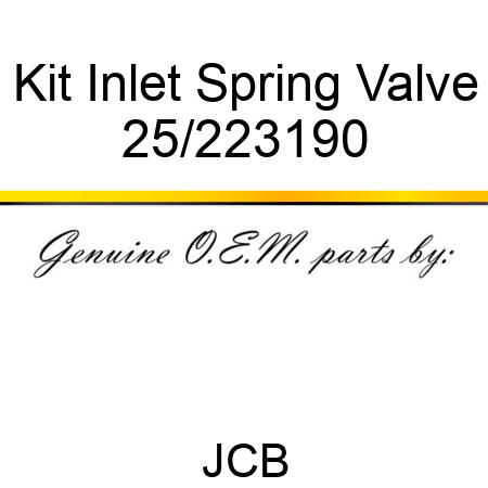Kit, Inlet Spring Valve 25/223190