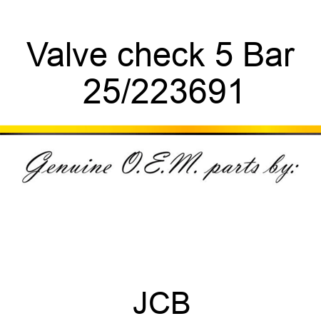 Valve, check, 5 Bar 25/223691
