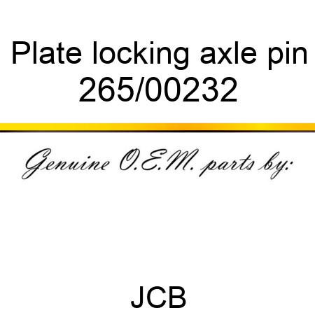 Plate, locking, axle pin 265/00232