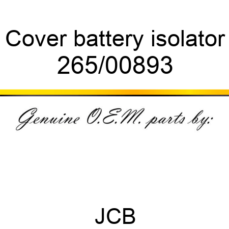 Cover, battery isolator 265/00893