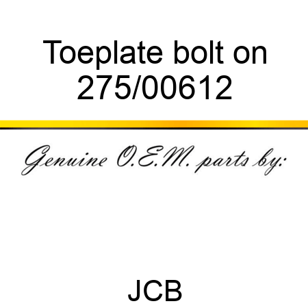 Toeplate, bolt on 275/00612