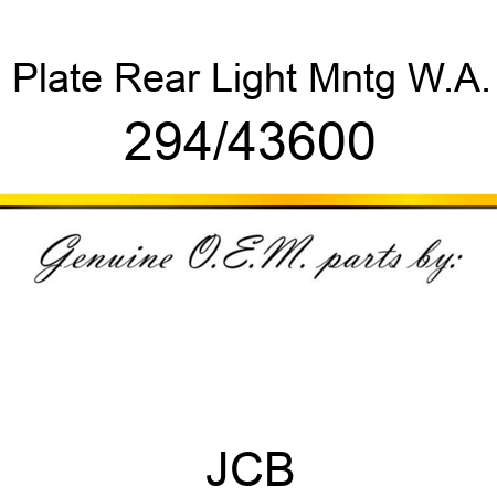 Plate, Rear Light Mntg W.A. 294/43600