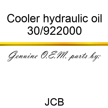 Cooler, hydraulic oil 30/922000