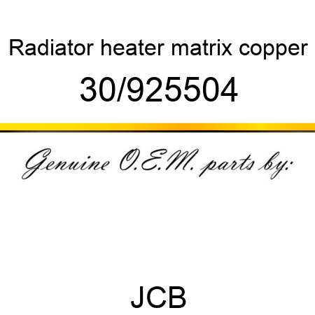Radiator, heater matrix, copper 30/925504
