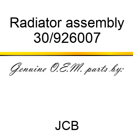 Radiator, assembly 30/926007