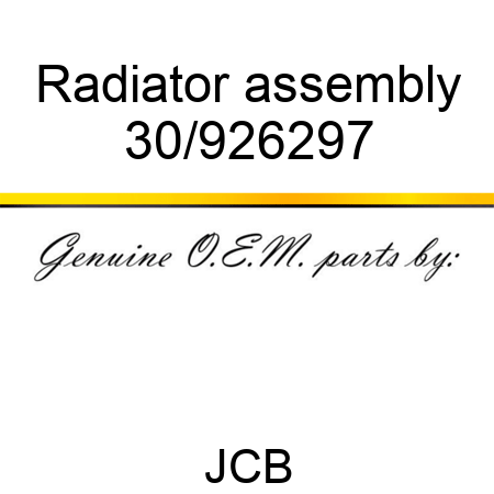 Radiator, assembly 30/926297