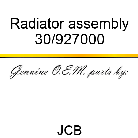 Radiator, assembly 30/927000