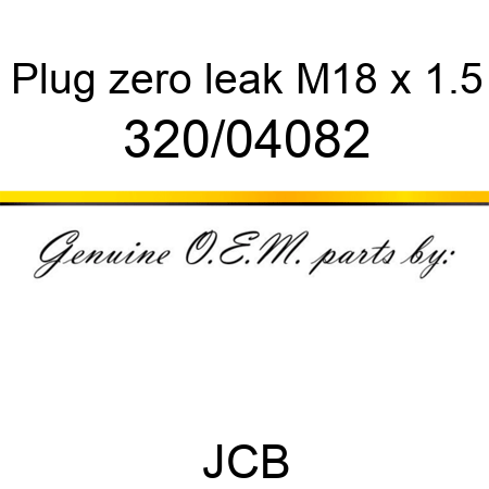 Plug, zero leak, M18 x 1.5 320/04082