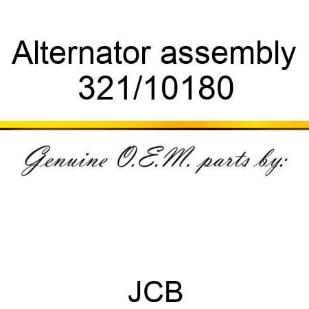 Alternator, assembly 321/10180