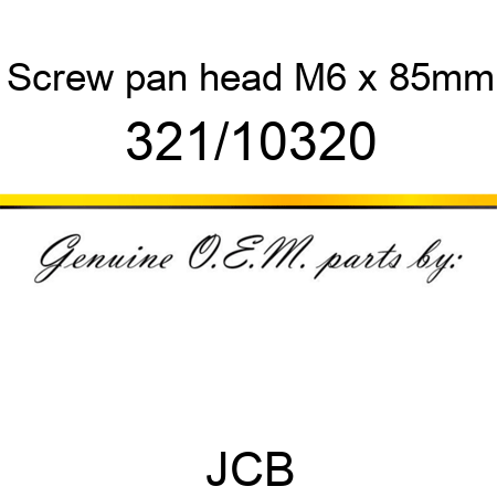 Screw, pan head, M6 x 85mm 321/10320