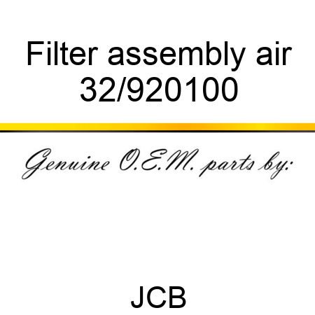 Filter, assembly, air 32/920100