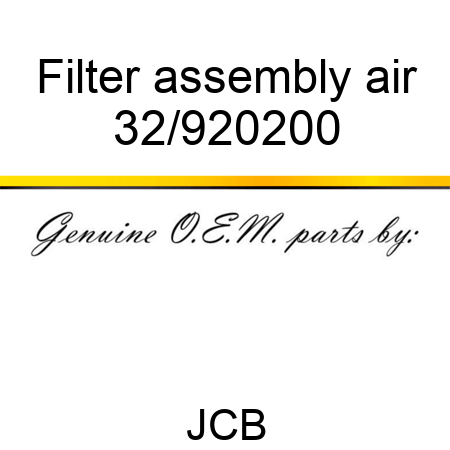 Filter, assembly, air 32/920200