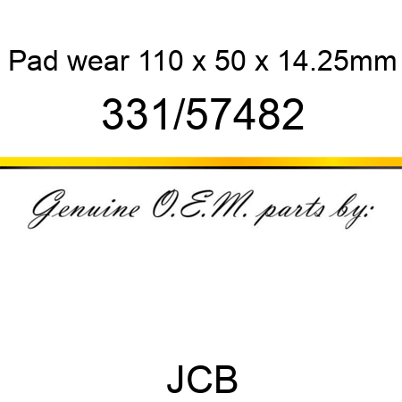 Pad, wear, 110 x 50 x 14.25mm 331/57482