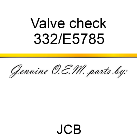 Valve, check 332/E5785