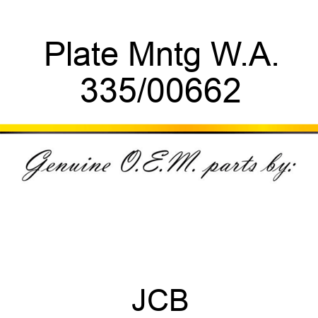 Plate, Mntg W.A. 335/00662