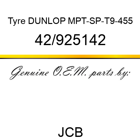 Tyre, DUNLOP, MPT-SP-T9-455 42/925142