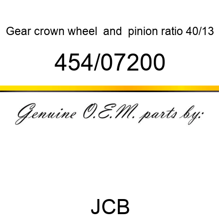 Gear, crown wheel & pinion, ratio 40/13 454/07200