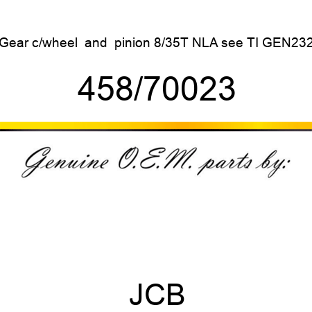 Gear, c/wheel & pinion 8/35T, NLA see TI GEN232 458/70023