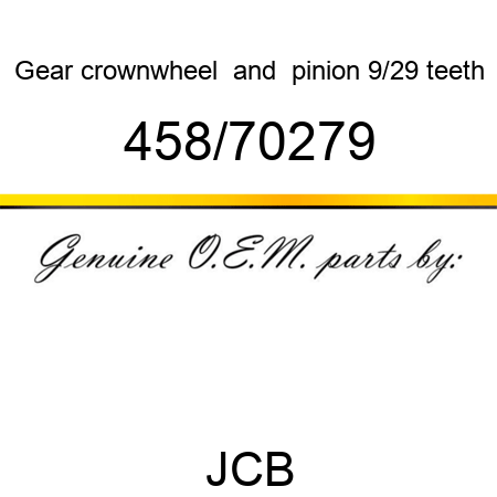 Gear, crownwheel & pinion, 9/29 teeth 458/70279