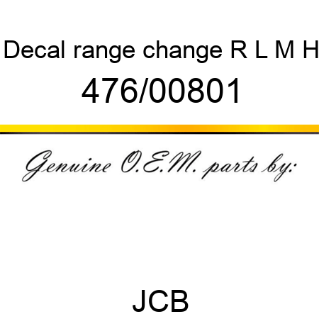 Decal, range change, R L M H 476/00801
