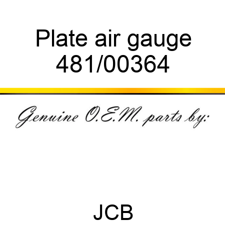 Plate, air gauge 481/00364