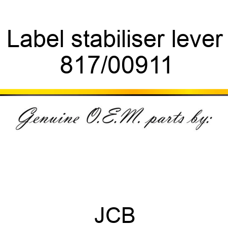 Label, stabiliser lever 817/00911