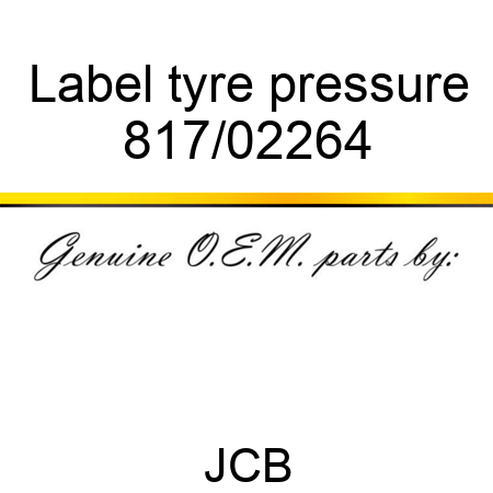 Label, tyre pressure 817/02264