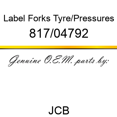 Label, Forks Tyre/Pressures 817/04792