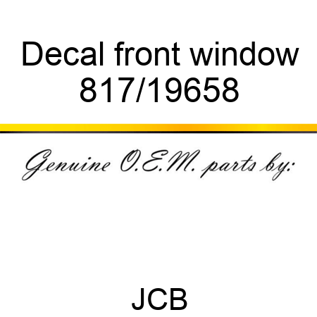 Decal, front window 817/19658