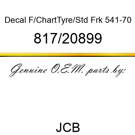 Decal, F/Chart,Tyre/Std Frk, 541-70 817/20899