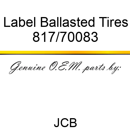 Label, Ballasted Tires 817/70083